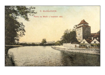 České Budějovice - Partie na Malši s hradební věží