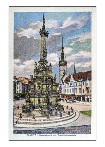 Olomouc - Masarykovo náměstí a sloup Nejsvětější Trojice