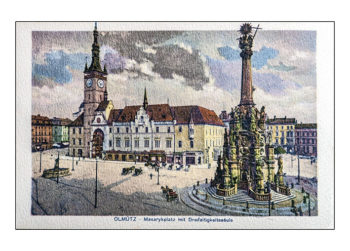 Olomouc - Masarykovo náměstí se sloupem Nejsvětější Trojice