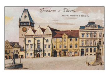 Tábor - Pozdrav z Tábora - hlavní náměstí s radnicí