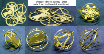 Skládací vánoční ozdoby plastové – zlaté