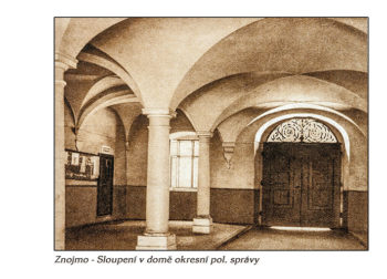 Znojmo  - sloupení v domě Okresní pol. správy